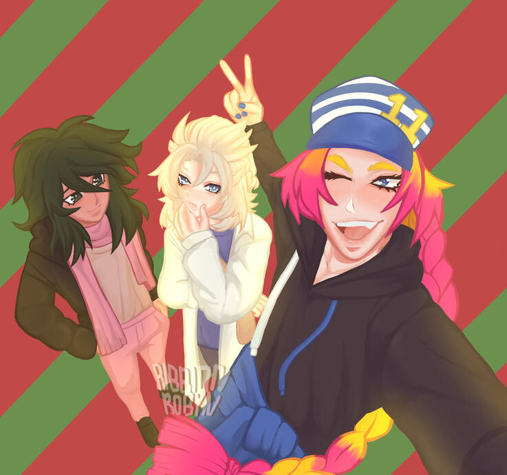 (L to R) Andromeda Shun (Saint Seiya), Albedo (Genshin Impact), Uno (Nanbaka)